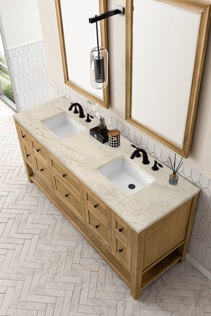 Renovate for Less Atlanta Breckenridge 72" Double Vanity, Light Natural Oak, w/ 3 CM Tajnar Eclos Top