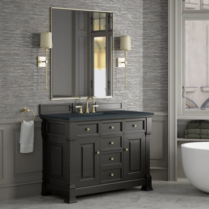 Brookfield 48" Single Vanity, Black Onyx w/3 CM Charcoal Soapstone Silestone Top