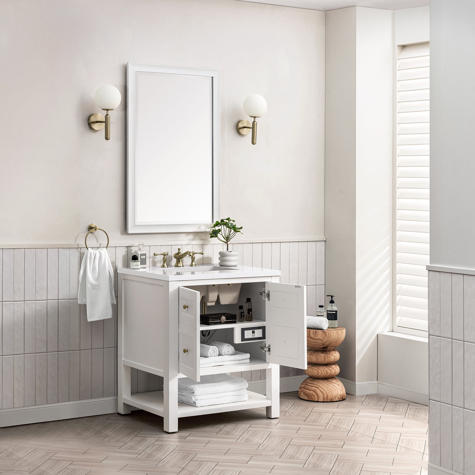 Renovate for Less Atlanta Breckenridge 30" Single Vanity, Bright White w/ 3 CM White Zeus Top