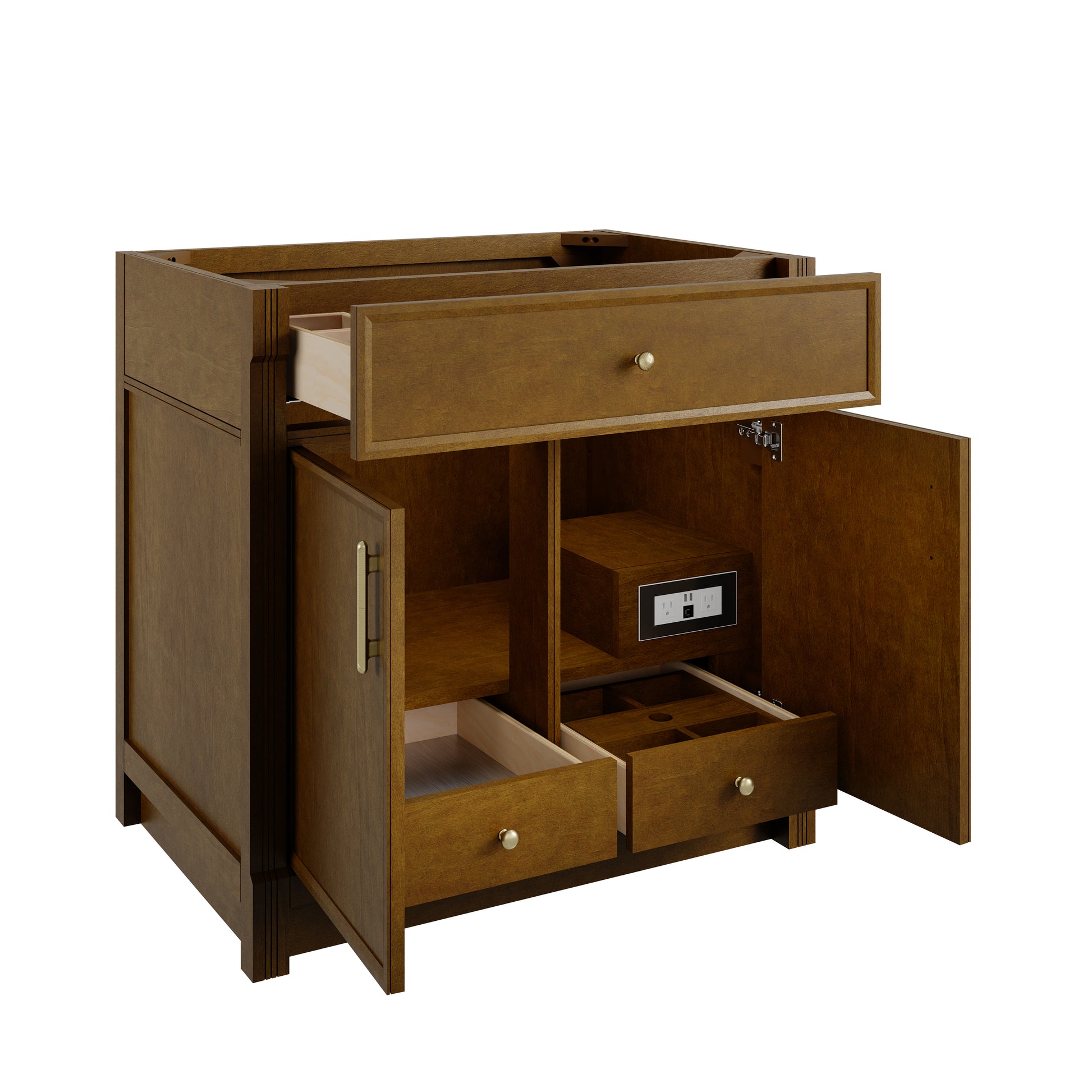 Renovate for Less Atlanta Bellshire 36" Single Vanity, Honey Oak w/ 3 CM Tajnar Eclos Top