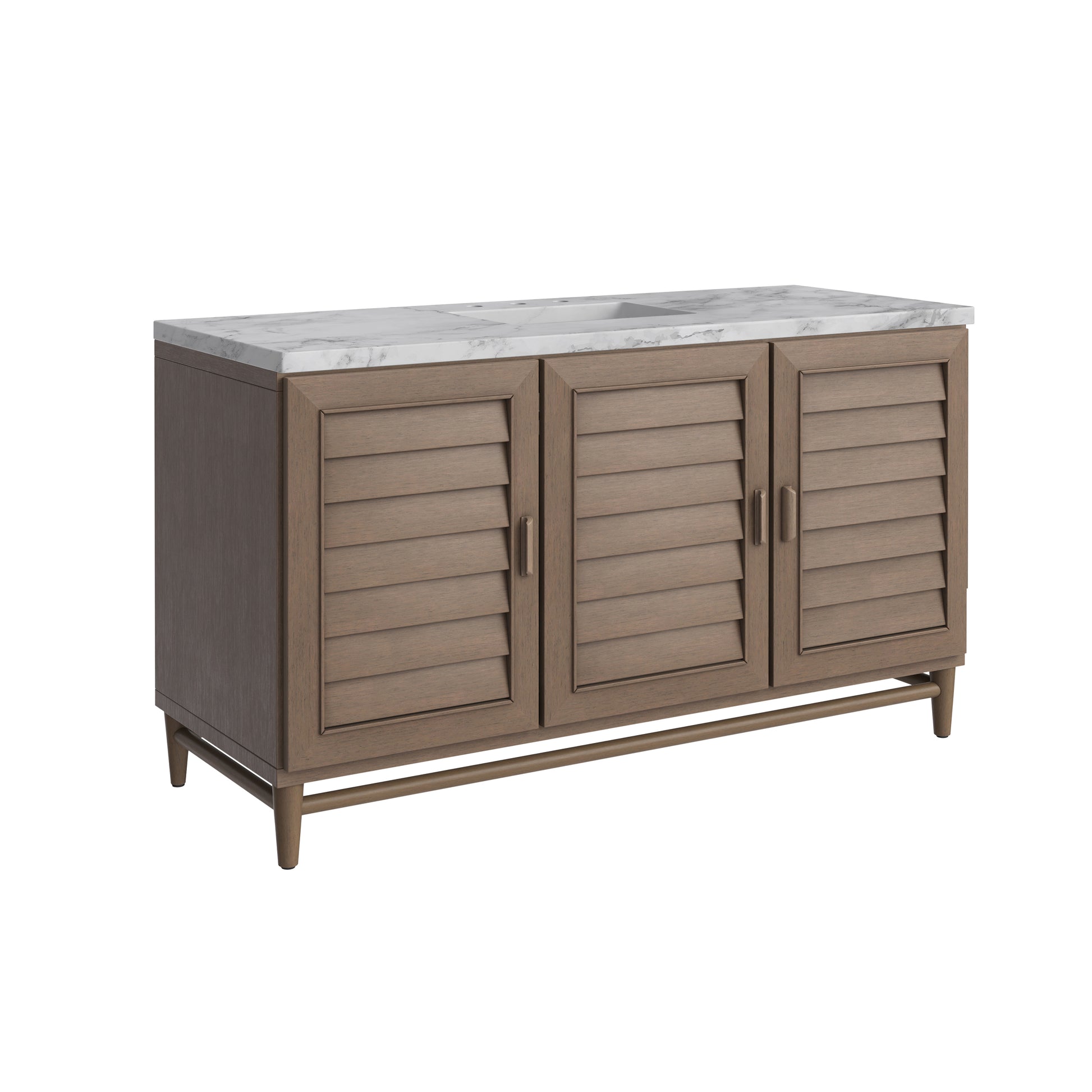 Renovate for Less Atlanta Portland 60" Single Vanity Whitewashed Walnut w/ 3 CM Carrara Marble Top