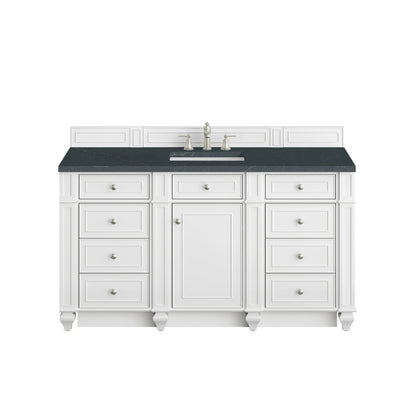 Bristol 60" Single Vanity, Bright White w/ 3 CM Charcoal Soapstone Silestone Top