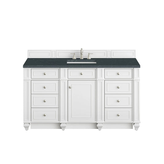Bristol 60" Single Vanity, Bright White w/ 3 CM Charcoal Soapstone Silestone Top
