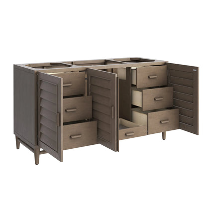 Portland 60" Single Vanity, Whitewashed Walnut, w/ 3 CM Tajnar Eclos Top w/FreePower Wireless Charger