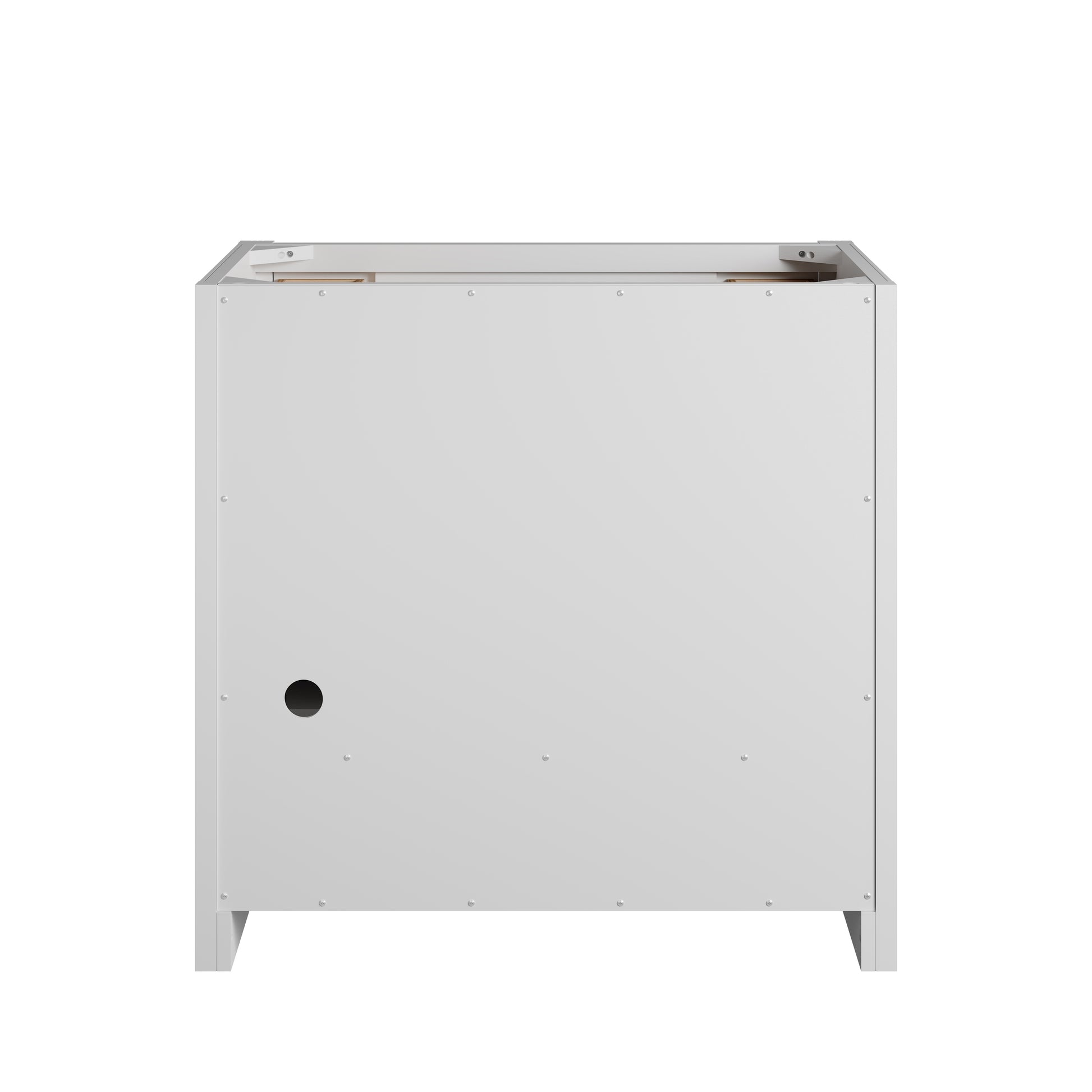 Renovate for Less Atlanta Bellshire 36" Single Vanity, Bright White w/ 3 CM Carrara Marble Top