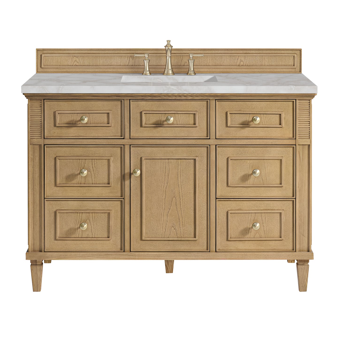 Renovate for Less Atlanta Lorelai 48" Single Vanity, Light Natural Oak w/ 3 CM Victorian Silver Silestone Top