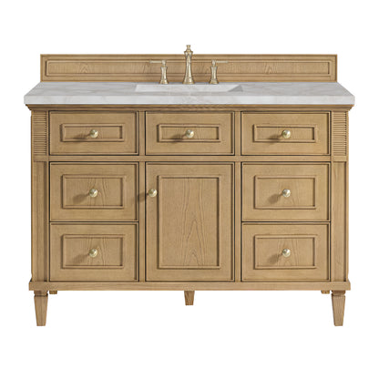 Renovate for Less Atlanta Lorelai 48" Single Vanity, Light Natural Oak w/ 3 CM Victorian Silver Silestone Top