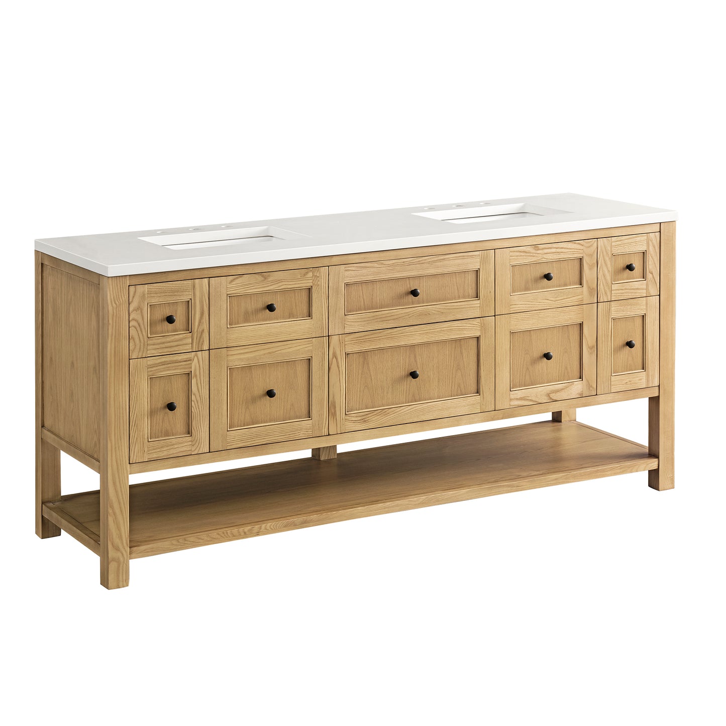 Renovate for Less Atlanta Breckenridge 72" Double Vanity, Light Natural Oak w/ 3 CM White Zeus Top