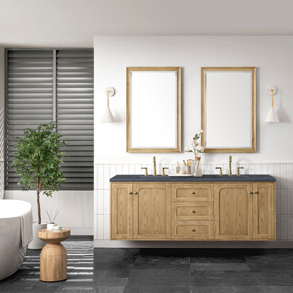 Renovate for Less Atlanta Laurent 72" Double Vanity, Light Natural Oak w/ 3 CM Charcoal Soapstone Top