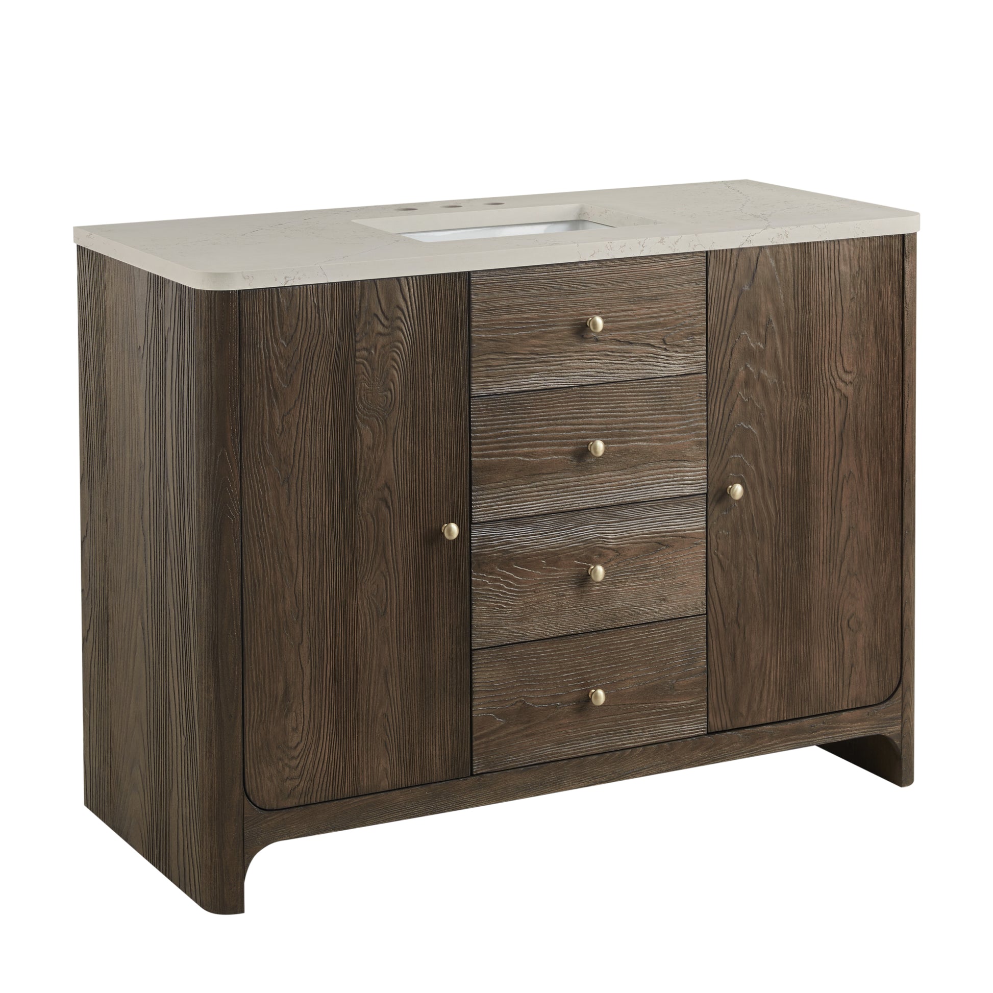 Renovate for Less Atlanta Gracyn 48" Single Vanity, Sable, w/ 3 CM Siberian Silestone Top w/FreePower Wireless Charger