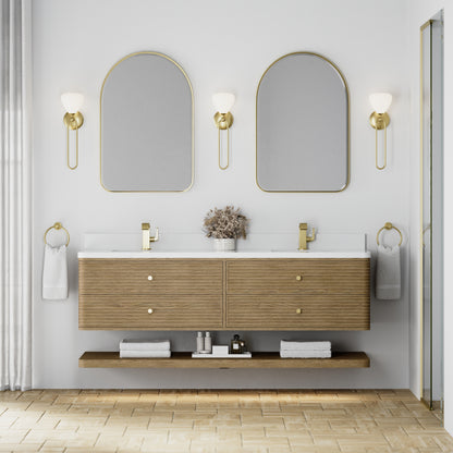 Renovate for Less Atlanta Allamari 72" Double Vanity, Dune Mist w/ Single Hole 3 CM White Zeus Silestone Top