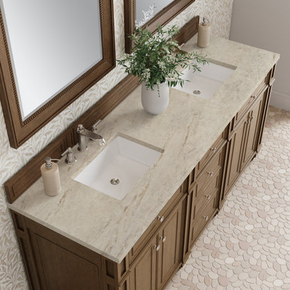 Renovate for Less Atlanta Bristol 72" Double Vanity, Saddle Brown, w/ 3 CM Tajnar Eclos Top