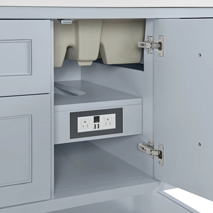 Breckenridge 72" Double Vanity, Serenity Blue, w/ 3 CM Lime Delight Quartz Top