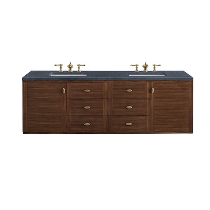 Renovate for Less Atlanta Amberly 72" Double Vanity, Mid-Century Walnut w/ 3 CM Charcoal Soapstone Top