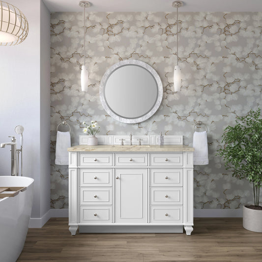 Bristol 48" Single Vanity, Bright White, w/ 3 CM Tajnar Eclos Top