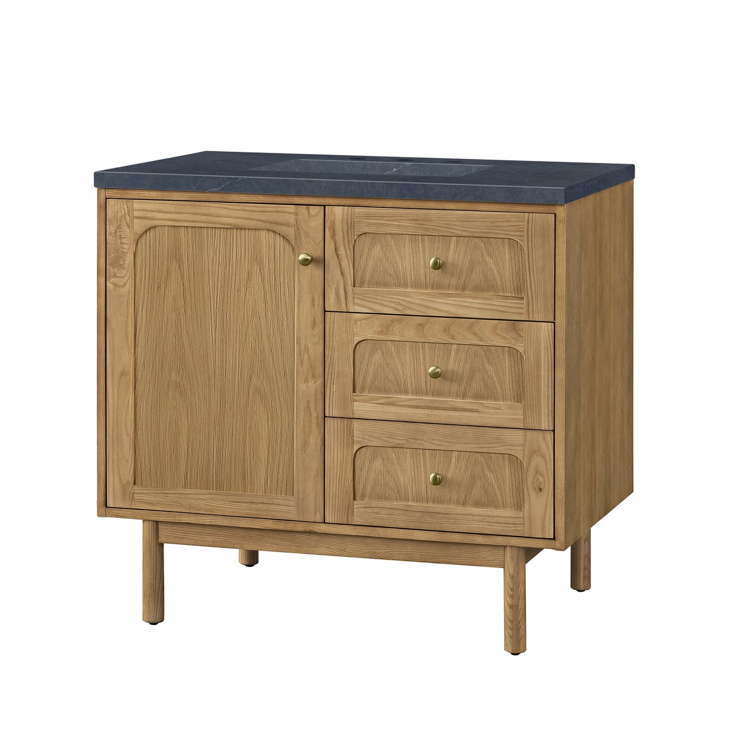 Renovate for Less Atlanta Laurent 36" Single Vanity, Light Natural Oak w/ 3 CM Charcoal Soapstone Top