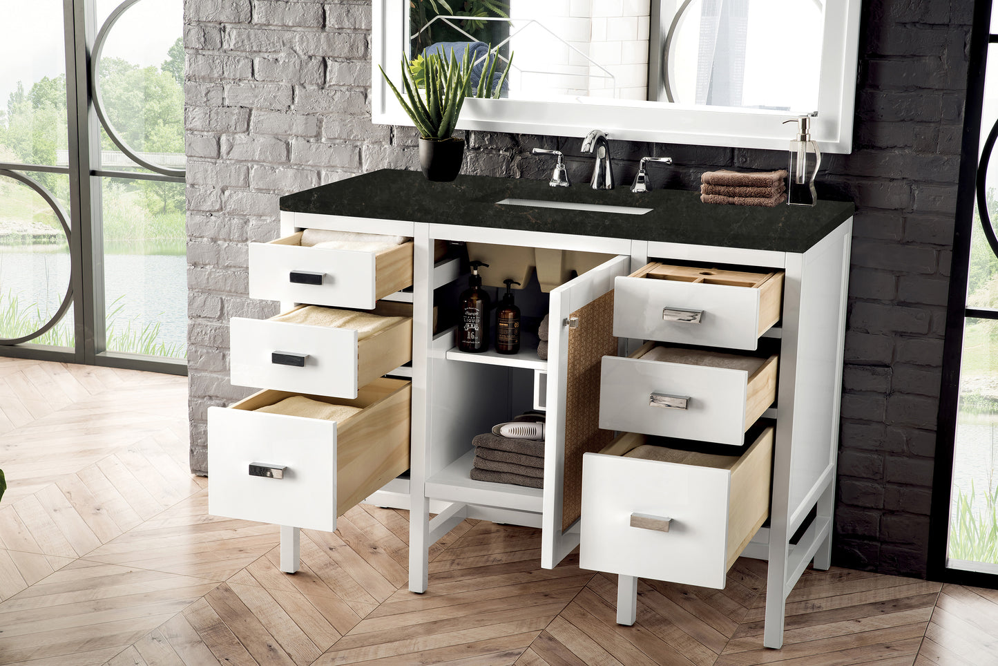 Renovate for Less Atlanta Addison 48" Single Vanity, Glossy White, w/ 3 CM Phantome Eclos Top