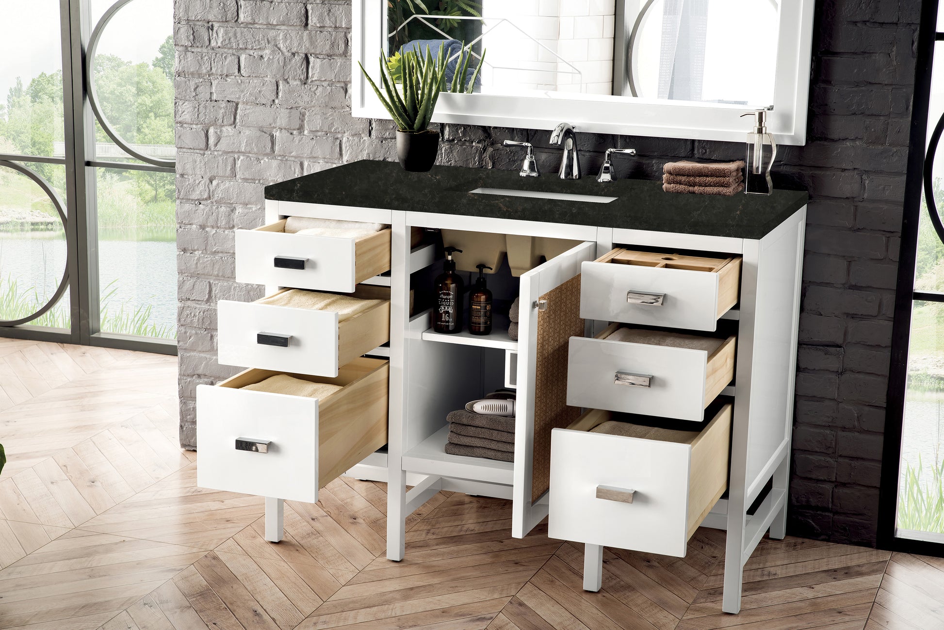 Renovate for Less Atlanta Addison 48" Single Vanity, Glossy White, w/ 3 CM Phantome Eclos Top