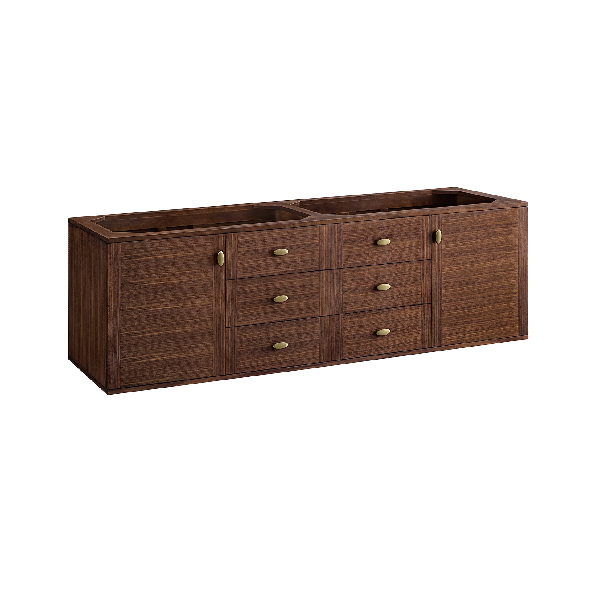 Renovate for Less Atlanta Amberly 72" Double Vanity, Mid-Century Walnut w/ 3 CM Ethereal Noctis Top