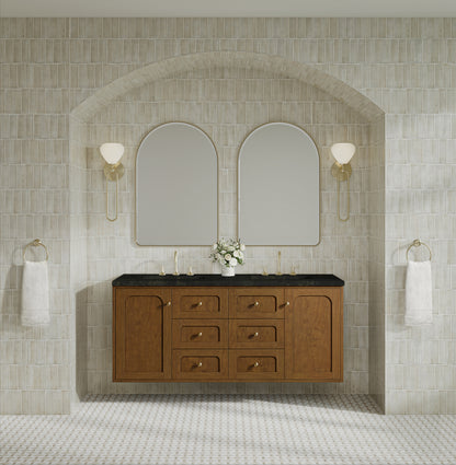 Renovate for Less Atlanta Laurent 60" Double Vanity, Honey Oak w/ 3 CM Phantome Eclos Top