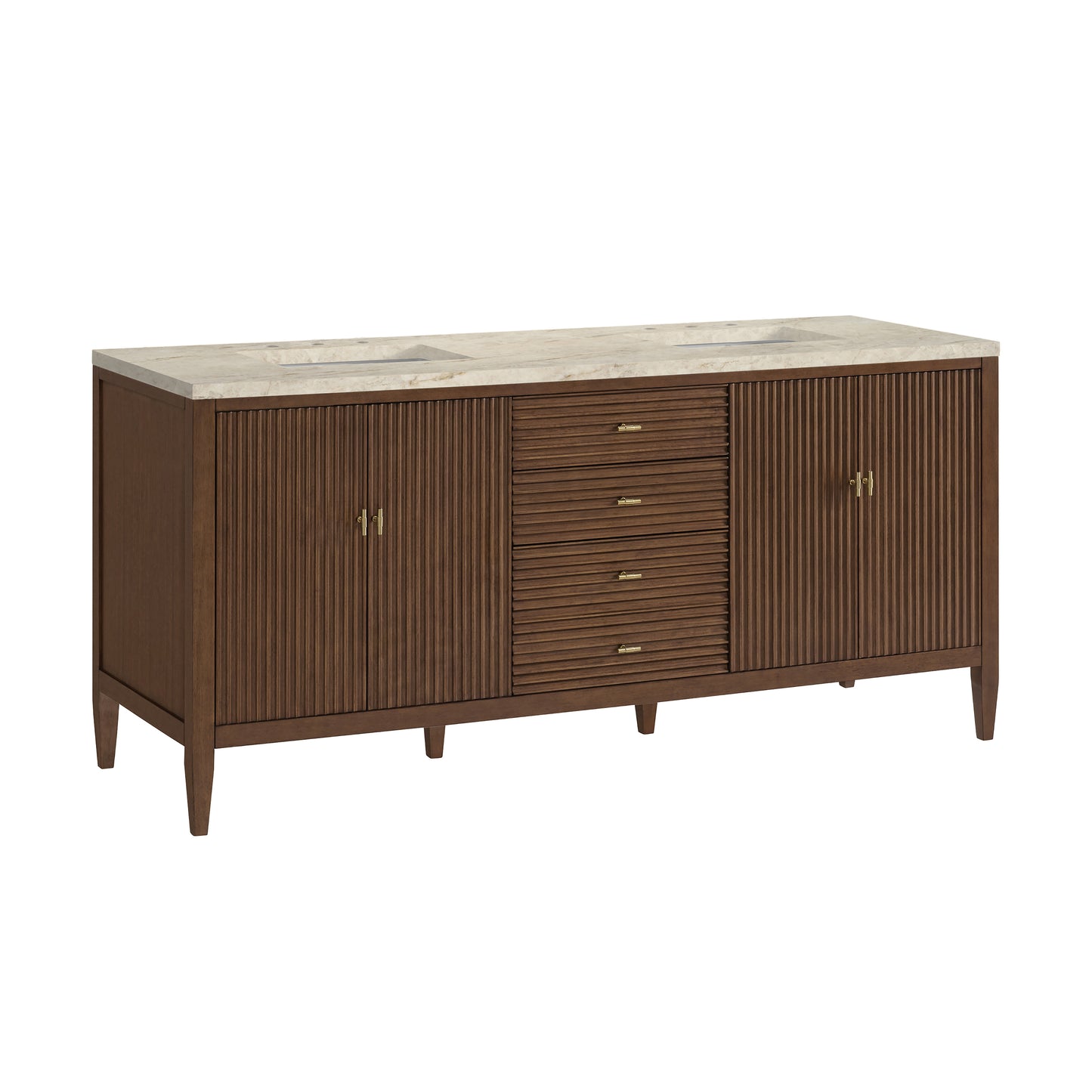 Renovate for Less Atlanta Myrrin 72" Vanity, Mid Century Walnut, w/ 3 CM Tajnar Eclos Top