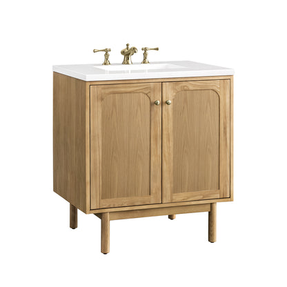 Renovate for Less Atlanta Laurent 30" Single Vanity, Light Natural Oak w/ 3 CM White Zeus Top