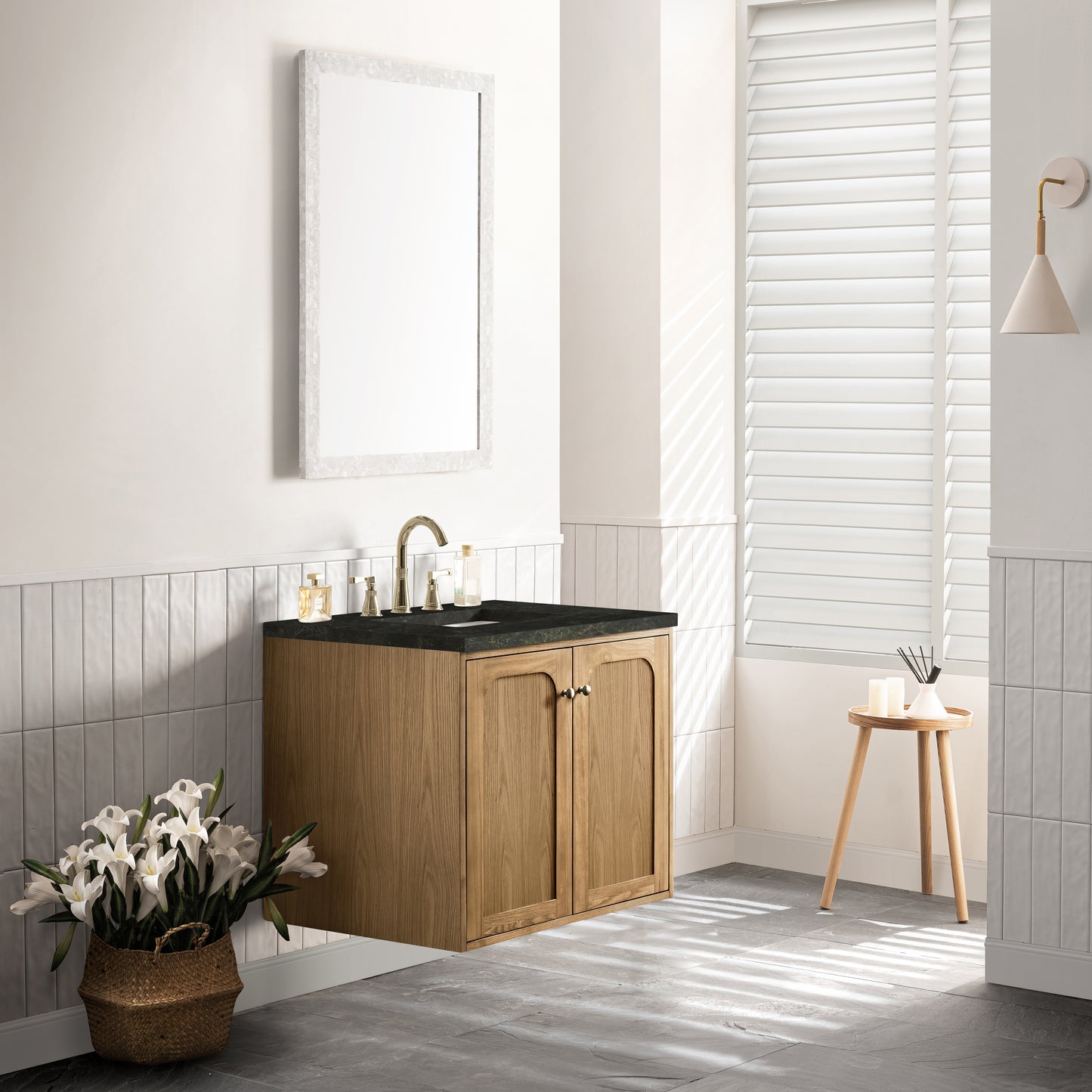 Renovate for Less Atlanta Laurent 30" Single Vanity, Light Natural Oak, w/ 3 CM Phantome Eclos Top