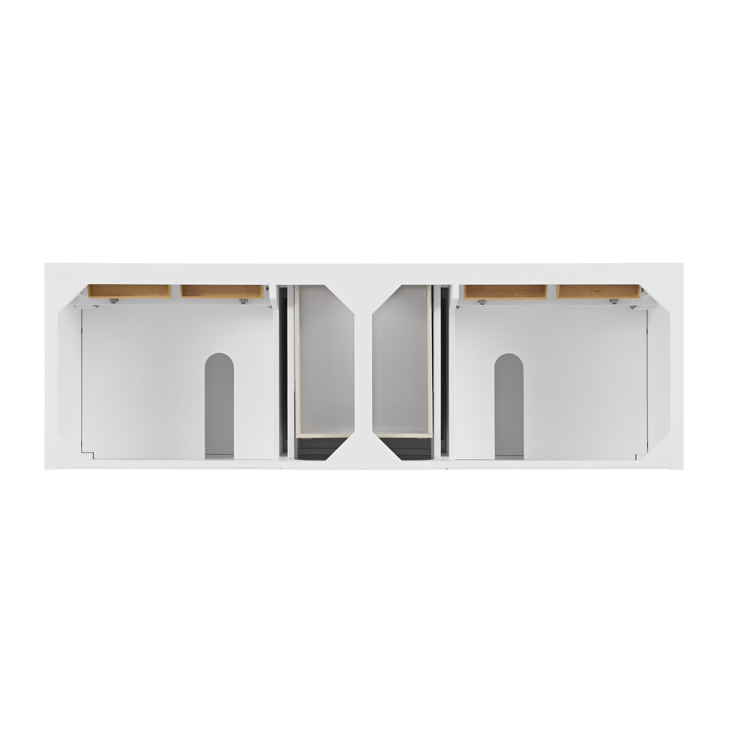 Renovate for Less Atlanta Lorelai 72" Double Vanity, Bright White w/ 3 CM Parisien Bleu Silestone Top w/FreePower Wireless Charger