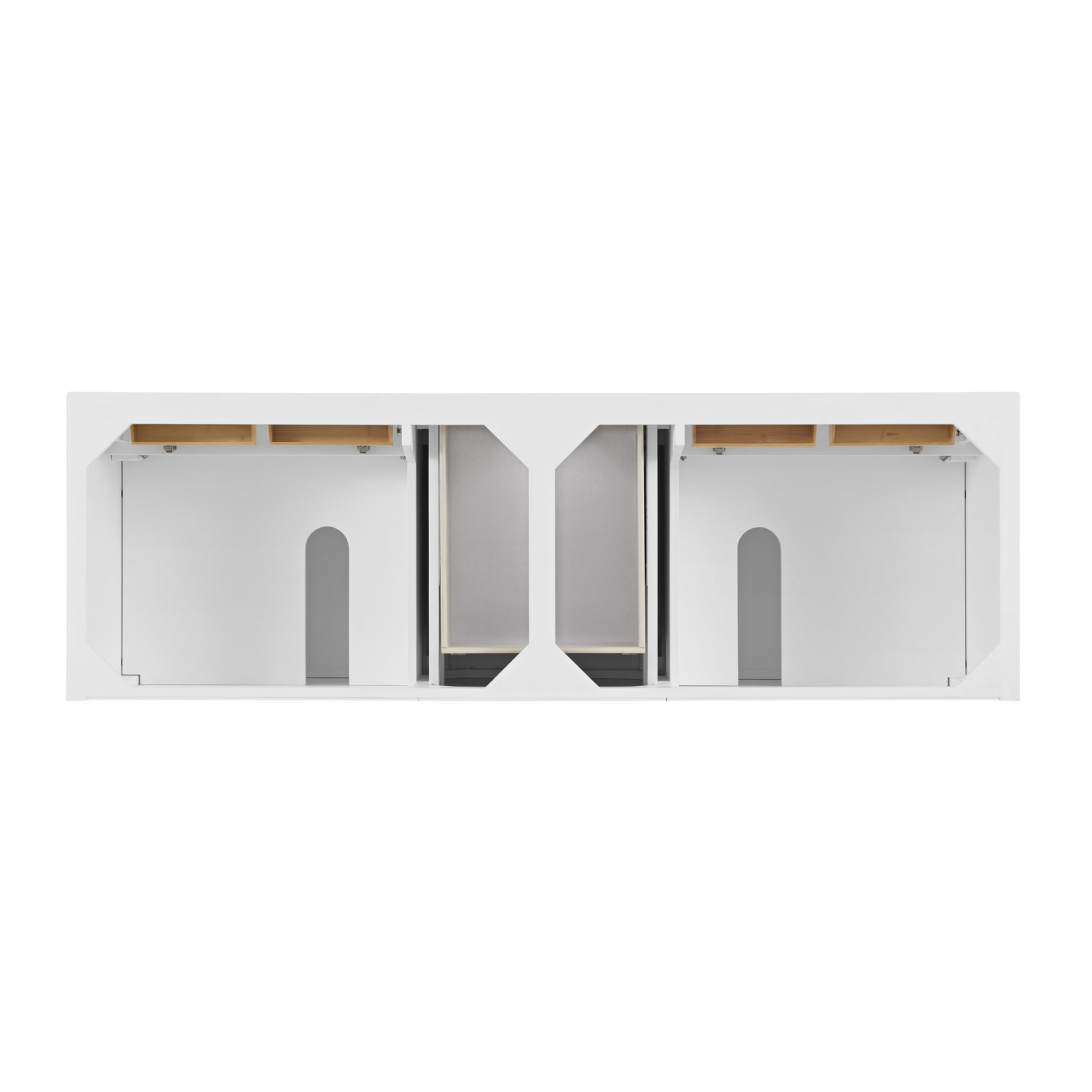 Renovate for Less Atlanta Lorelai 72" Double Vanity, Bright White w/ 3 CM Parisien Bleu Silestone Top w/FreePower Wireless Charger
