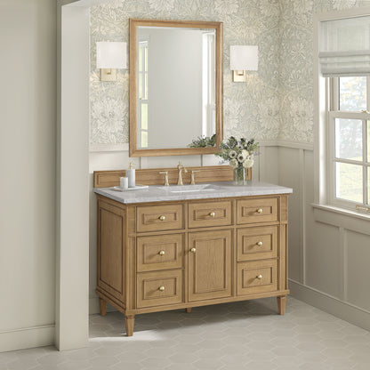 Renovate for Less Atlanta Lorelai 48" Single Vanity, Light Natural Oak w/ 3 CM Eternal Jasmine Pearl Silestone Top