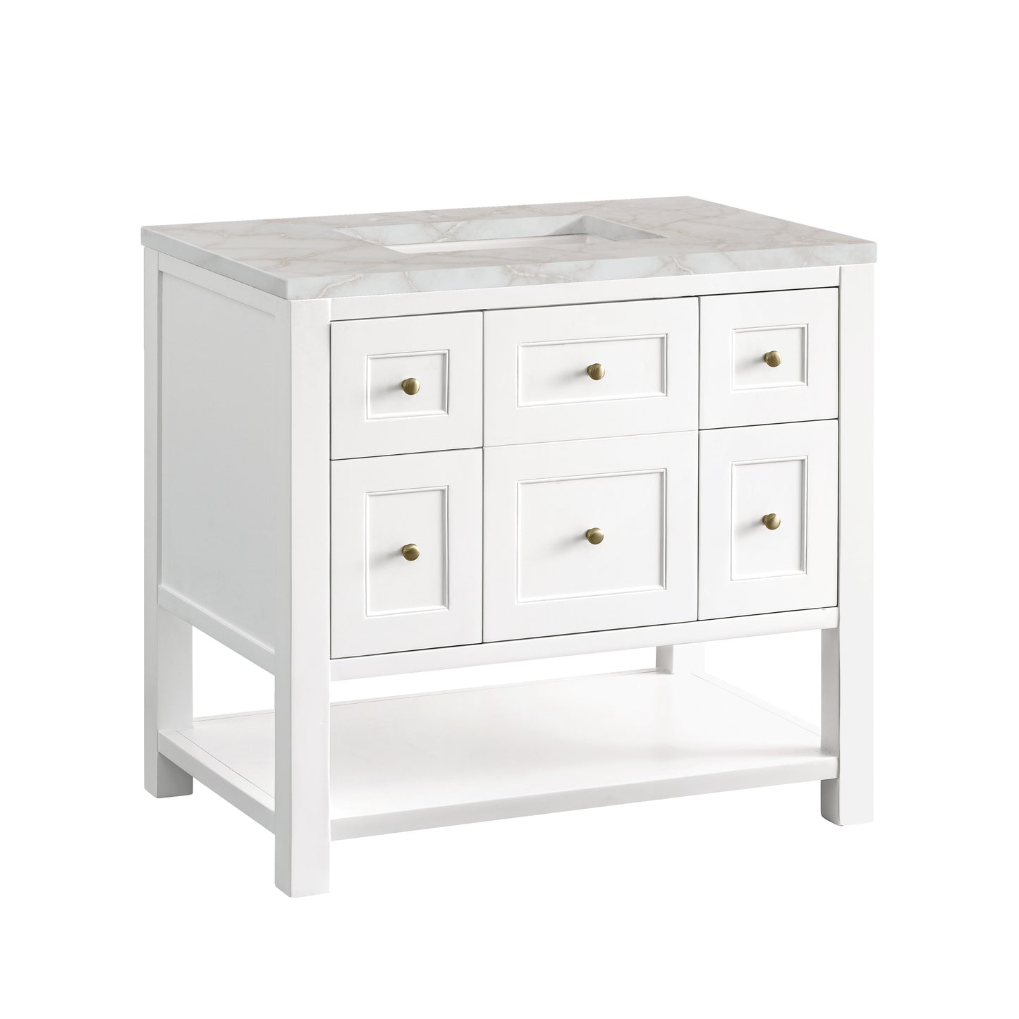 Renovate for Less Atlanta Breckenridge 36" Single Vanity, Bright White w/ 3 CM Victorian Silver Top