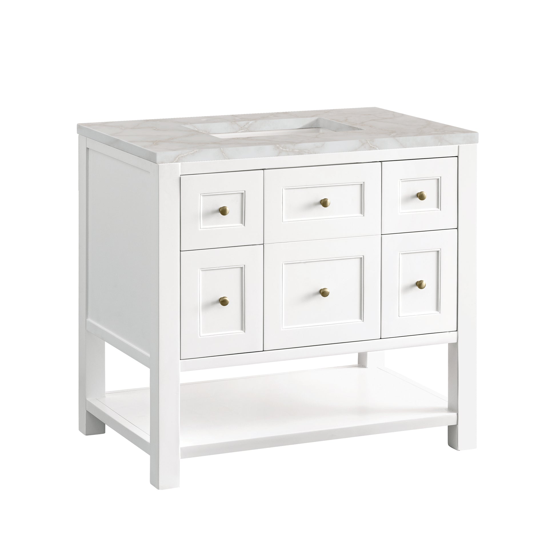 Renovate for Less Atlanta Breckenridge 36" Single Vanity, Bright White w/ 3 CM Victorian Silver Top