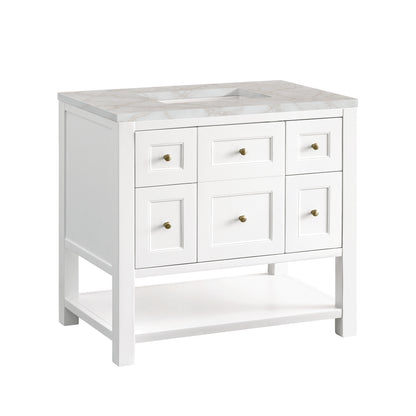 Renovate for Less Atlanta Breckenridge 36" Single Vanity, Bright White w/ 3 CM Victorian Silver Top