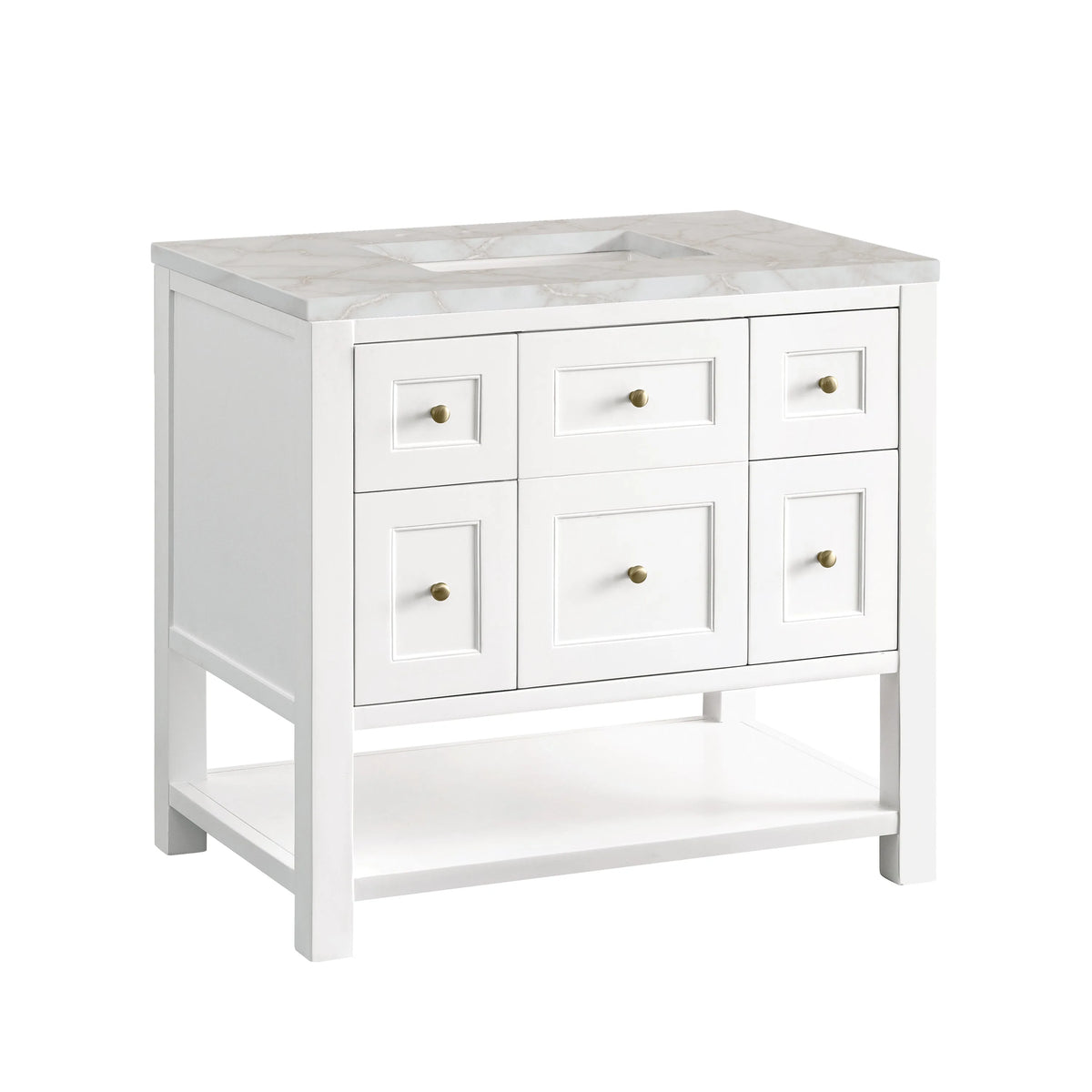 Breckenridge 36" Single Vanity, Bright White w/ 3 CM Victorian Silver Top