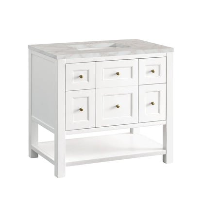 Breckenridge 36" Single Vanity, Bright White w/ 3 CM Victorian Silver Top