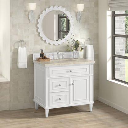 Renovate for Less Atlanta Lorelai 36" Single Vanity, Bright White, w/ 3 CM Tajnar Eclos Top