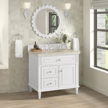 Lorelai 36" Single Vanity, Bright White, w/ 3 CM Tajnar Eclos Top