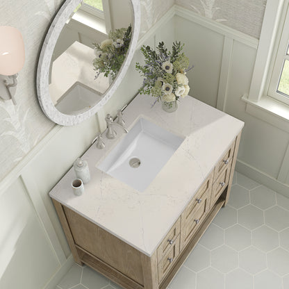 Renovate for Less Atlanta Breckenridge 36" Single Vanity, Whitewashed Oak, w/ 3 CM Siberian Silestone Top