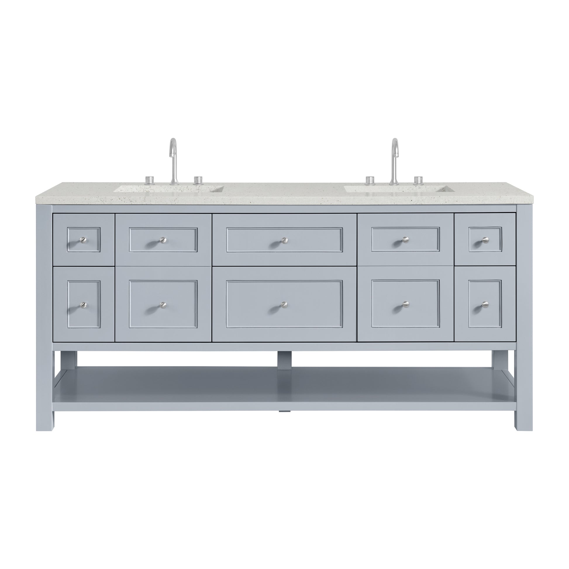 Renovate for Less Atlanta Breckenridge 72" Double Vanity, Serenity Blue, w/ 3 CM Lime Delight Quartz Top