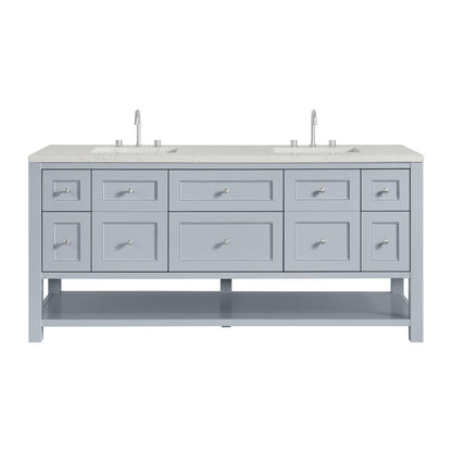 Renovate for Less Atlanta Breckenridge 72" Double Vanity, Serenity Blue, w/ 3 CM Lime Delight Quartz Top
