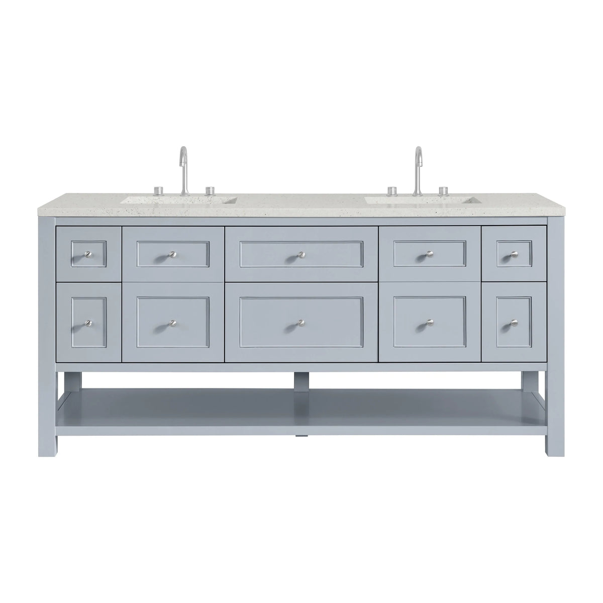 Breckenridge 72" Double Vanity, Serenity Blue, w/ 3 CM Lime Delight Quartz Top