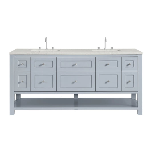 Breckenridge 72" Double Vanity, Serenity Blue, w/ 3 CM Lime Delight Quartz Top