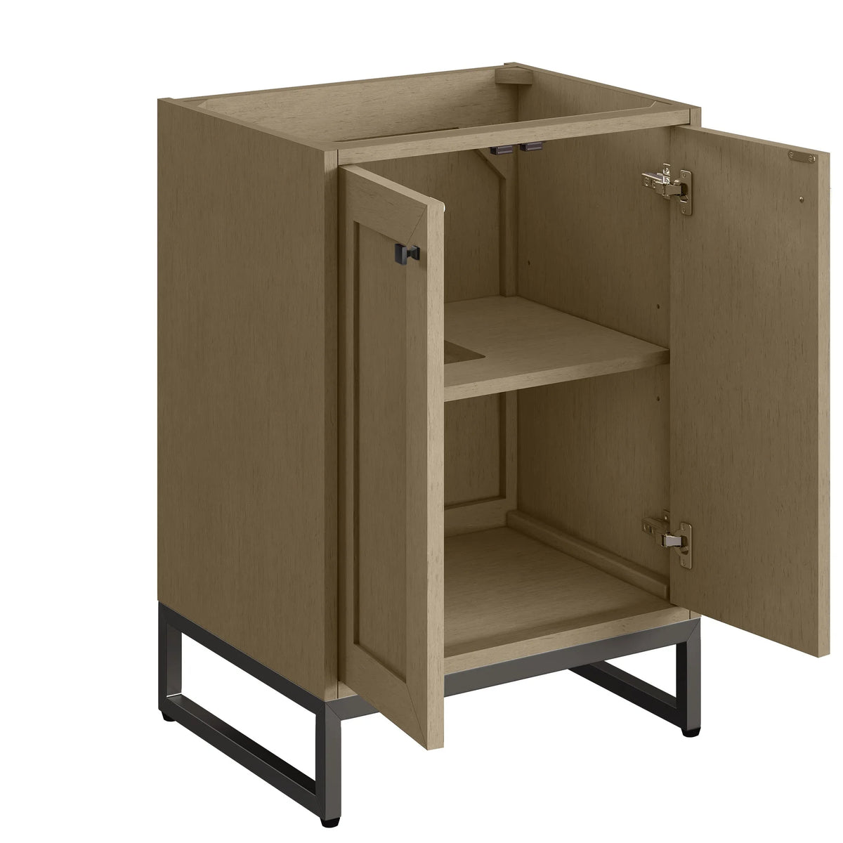 Chianti 24" Single Vanity, Walnut Whisper, Matte Black, w/ White Glossy Composite Stone Top