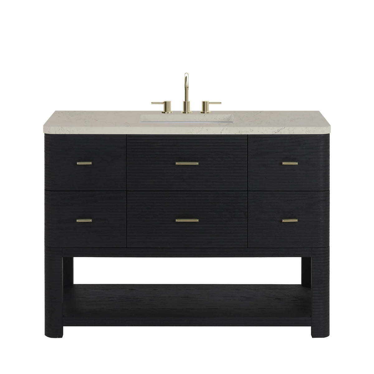 Lucian 48" Single Vanity, Carbon Oak, w/ 3 CM Siberian Silestone Top w/FreePower Wireless Charger