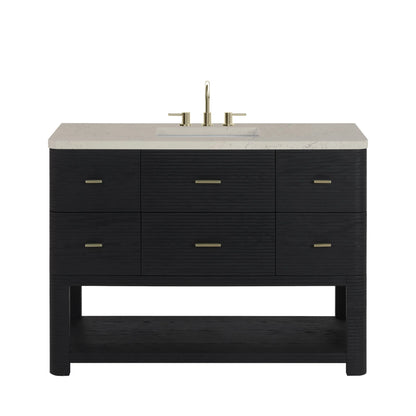 Lucian 48" Single Vanity, Carbon Oak, w/ 3 CM Siberian Silestone Top w/FreePower Wireless Charger