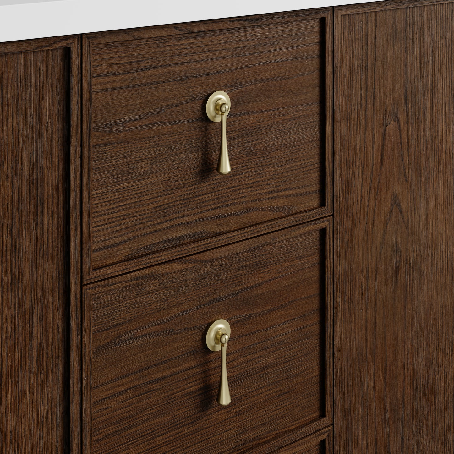 Renovate for Less Atlanta Kinnsden 72" Double Vanity, Sable Oak w/ 3 CM Lime Delight Silestone Top