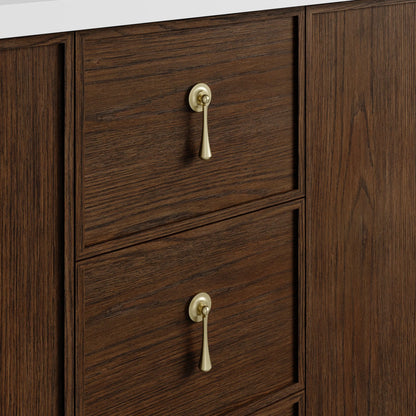 Kinnsden 72" Double Vanity, Sable Oak w/ 3 CM Victorian Silver Silestone Top w/FreePower Wireless Charger