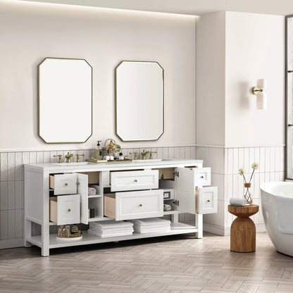 Breckenridge 72" Double Vanity, Bright White w/ 3 CM Lime Delight Top
