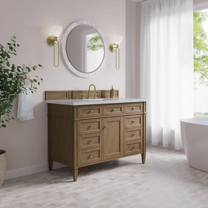 Brittany 48" Single Vanity, Pecan w/ 3 CM Ethereal Noctis Silestone Top w/FreePower Wireless Charger