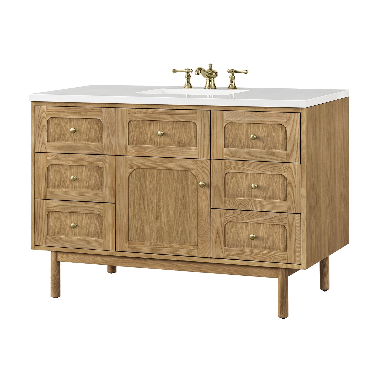 Renovate for Less Atlanta Laurent 48" Single Vanity, Light Natural Oak w/ 3 CM White Zeus Top